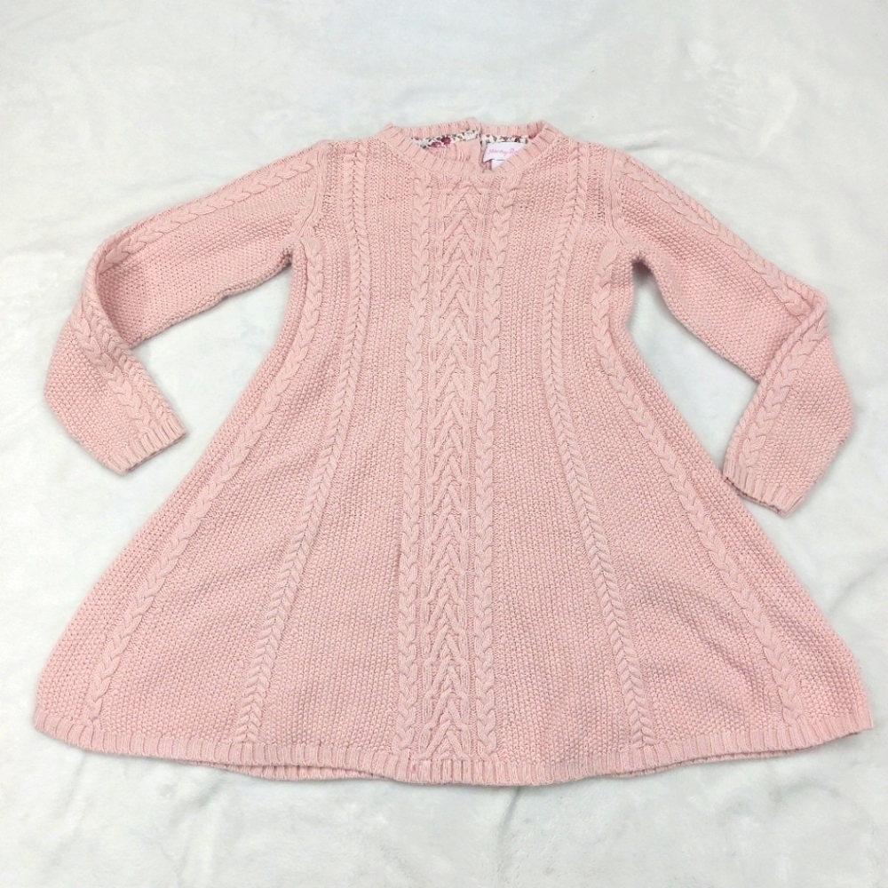 TOMMY BAHAMA GIRLS PINK CABLE KNIT LONG SLEEVE COTTON BLEND SWEATER DRESS SIZE S